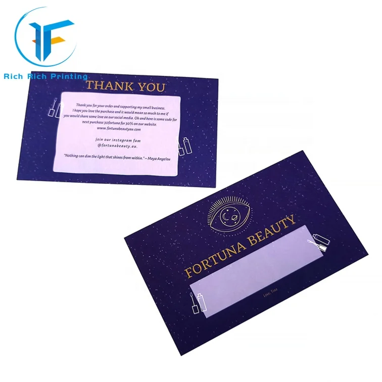 New Product Luxury Gold Foil Bulk thank you purchase cards