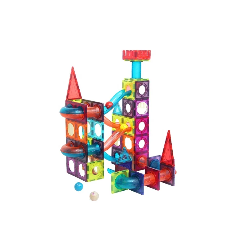 Magic Magnetic Paradise 3d 110 pcs Magnetic Marble Run Tiles Big Plastic Building Marble Running Toy