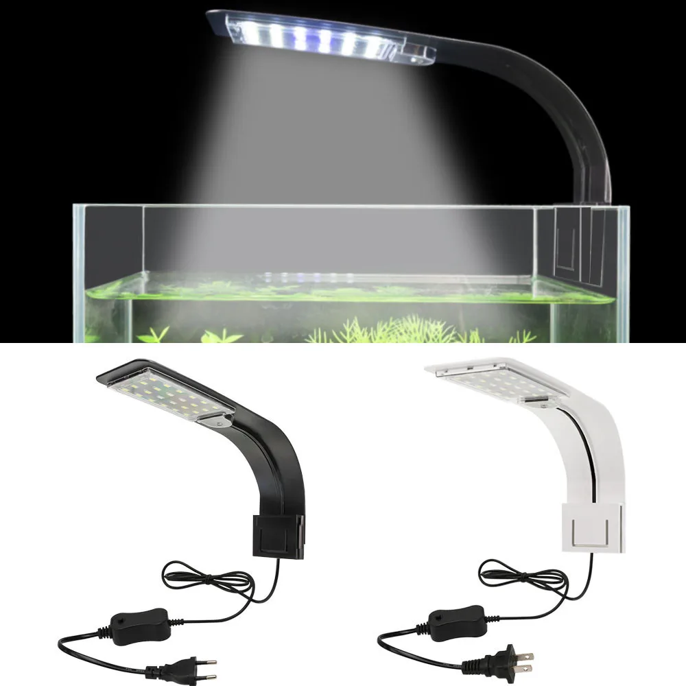 
With EU US Plug Waterproof Clip On Lamp 5W/10W/15W Fish Tank Light Aquatic Freshwater Lamps Lighting LED Aquarium Lights 