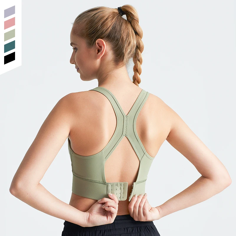 China Sportswear Factory Absorb Sweat Yoga Crop Top  Professional Shockproof Running Cheap Sports Bras