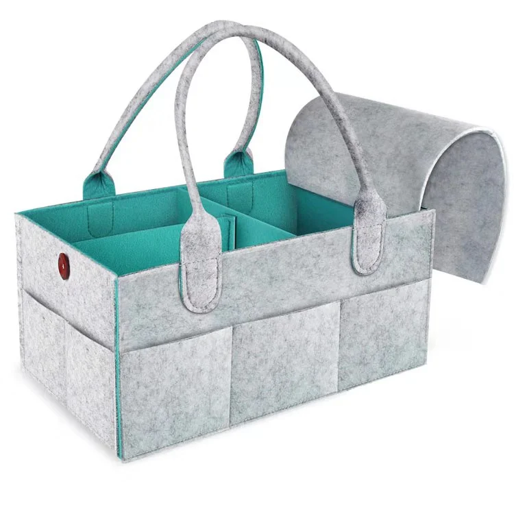 2021 New Trend Felt Diaper Bags Baby Diaper Caddy Organizers for Mothers with Removable Cover