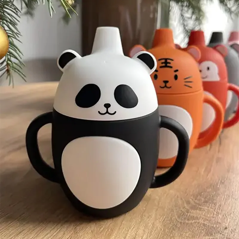 Food Grade Silicone Cartoon Shaped Kids Training Water Cup Non Spill Kids Toddler Children Drinking Water Training Sippy Cup