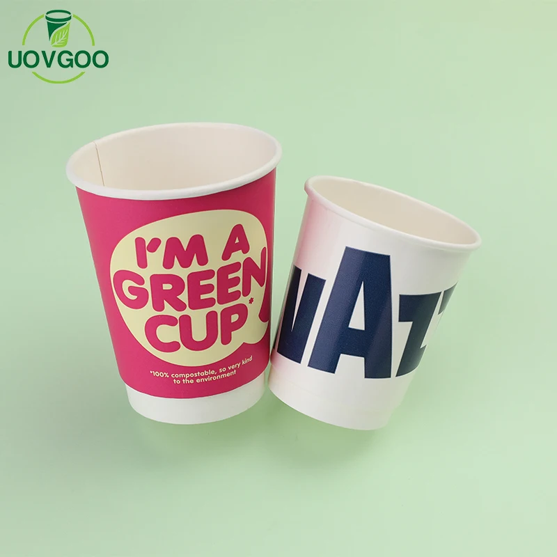 Cheap price disposable double wall paper cup take away 8oz 12oz double wall hot espresso coffee paper cup