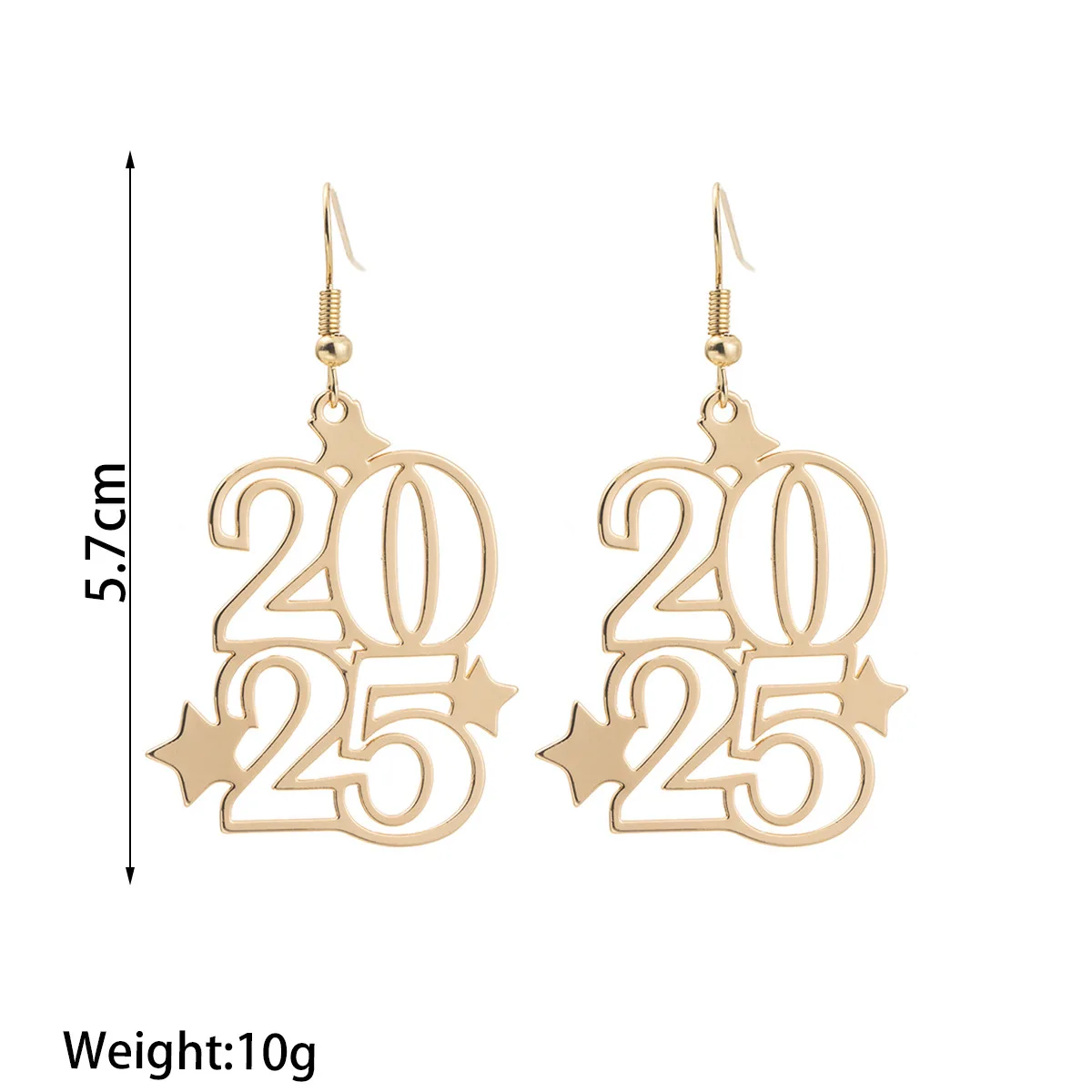 Creative Number 2025 Dangle Earrings for Women Metal Figure Earring Fashion Jewelry Souvenir Accessories New Year Gift