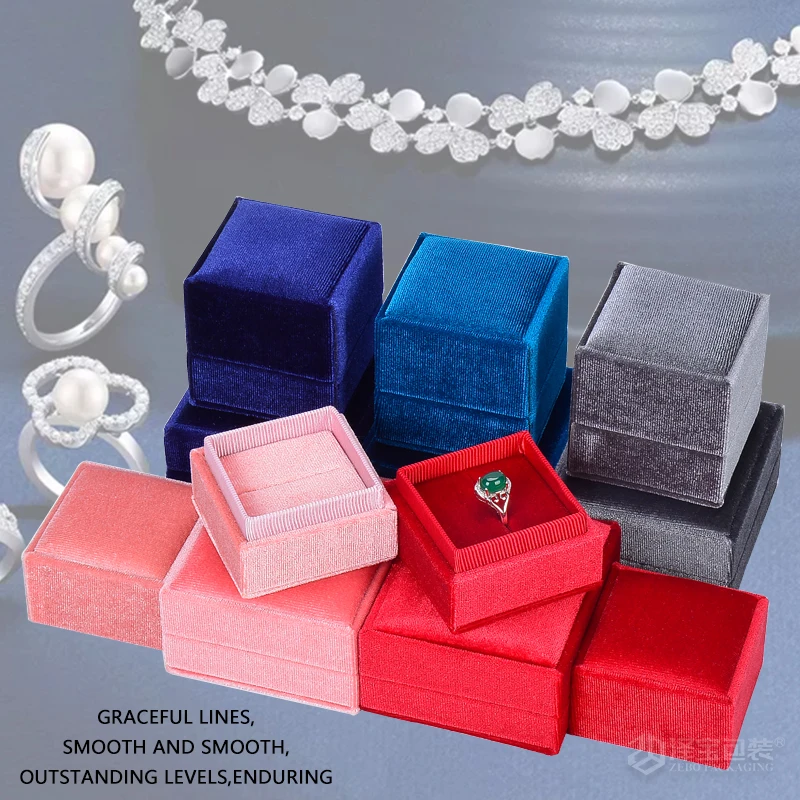 Профессиональная упаковка для ювелирных изделий на заказ, бархатная розовая Подарочная коробка для свадебных колец