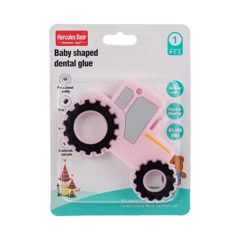 Wholesale OEM BPA free Car shape Baby teeth grinding stick toy food grade comfort toy baby silicone dental gel