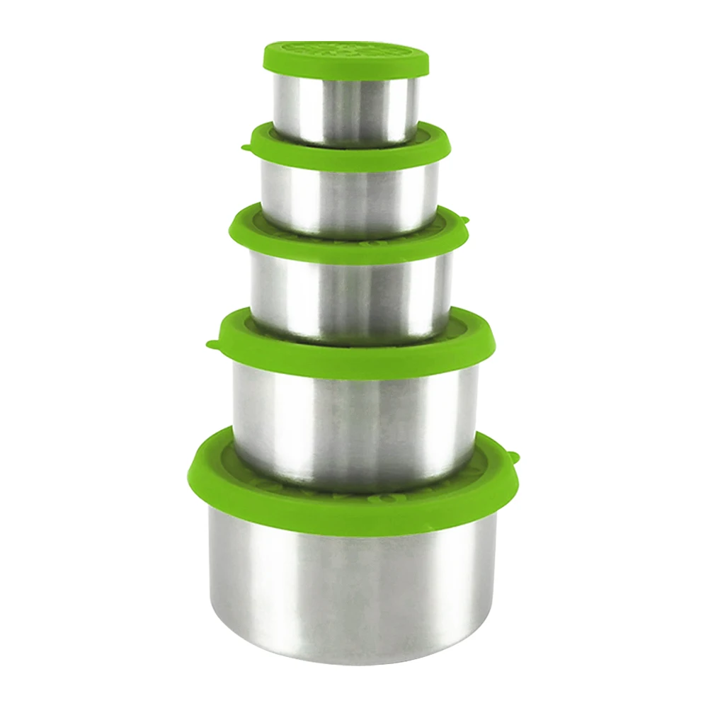 IKITCHEN Thermal Insulation Kids Lunch Box Stainless Steel Lunch Containers Baby Jar Bowl 3 Cups Green Lunch Box With Bottle