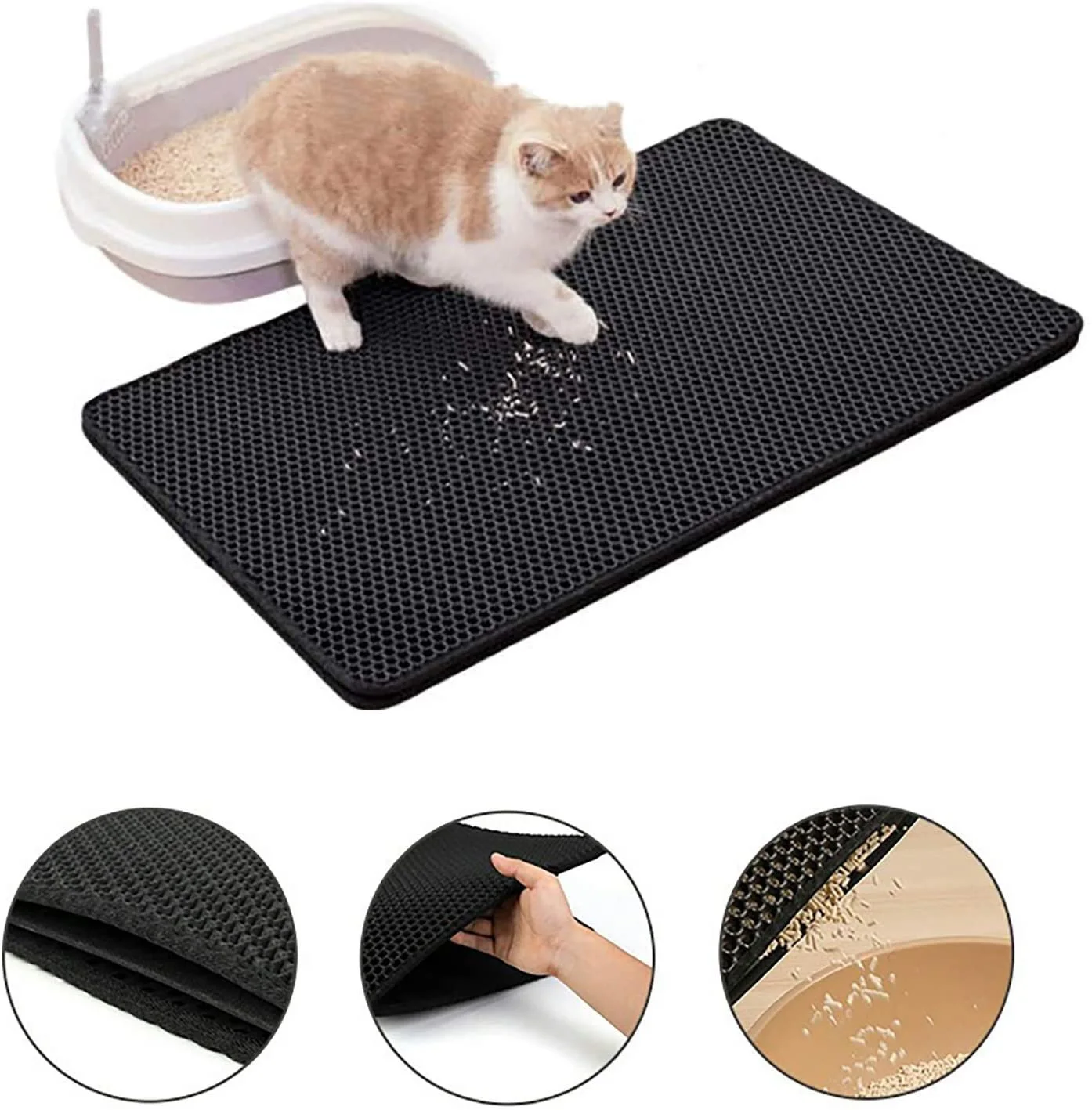 Cat Litter Mat Litter Trapper Size Honeycomb Double-Layer Design Waterproof Proof Material 2-Layer Sifting Easy