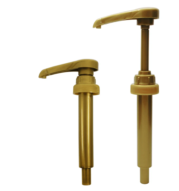 Smooth Screw Surface Golden Plastic 28/400 Syrup Pump for Food Sauce Dispenser Bottle