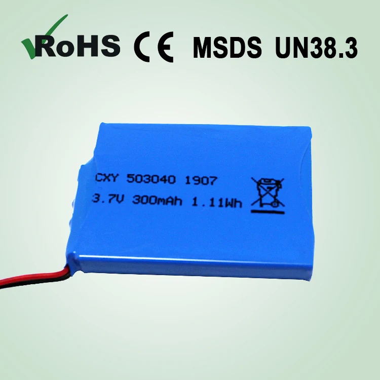KC certification hot sale large supply 503040S 3.7V 300mAh 1.11wh rechargeable battery Lithium polymer