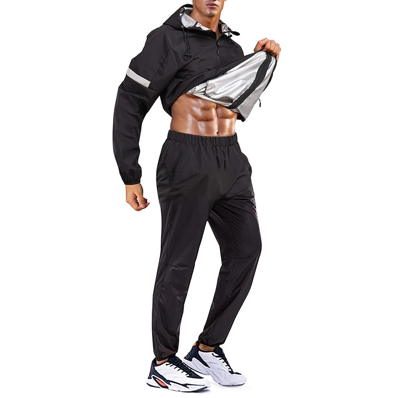 Weight Loss Slimming Sauna Sweat Suit Fitness Outdoor Hiking Sportswear Jacket Pants Sauna Suit Set