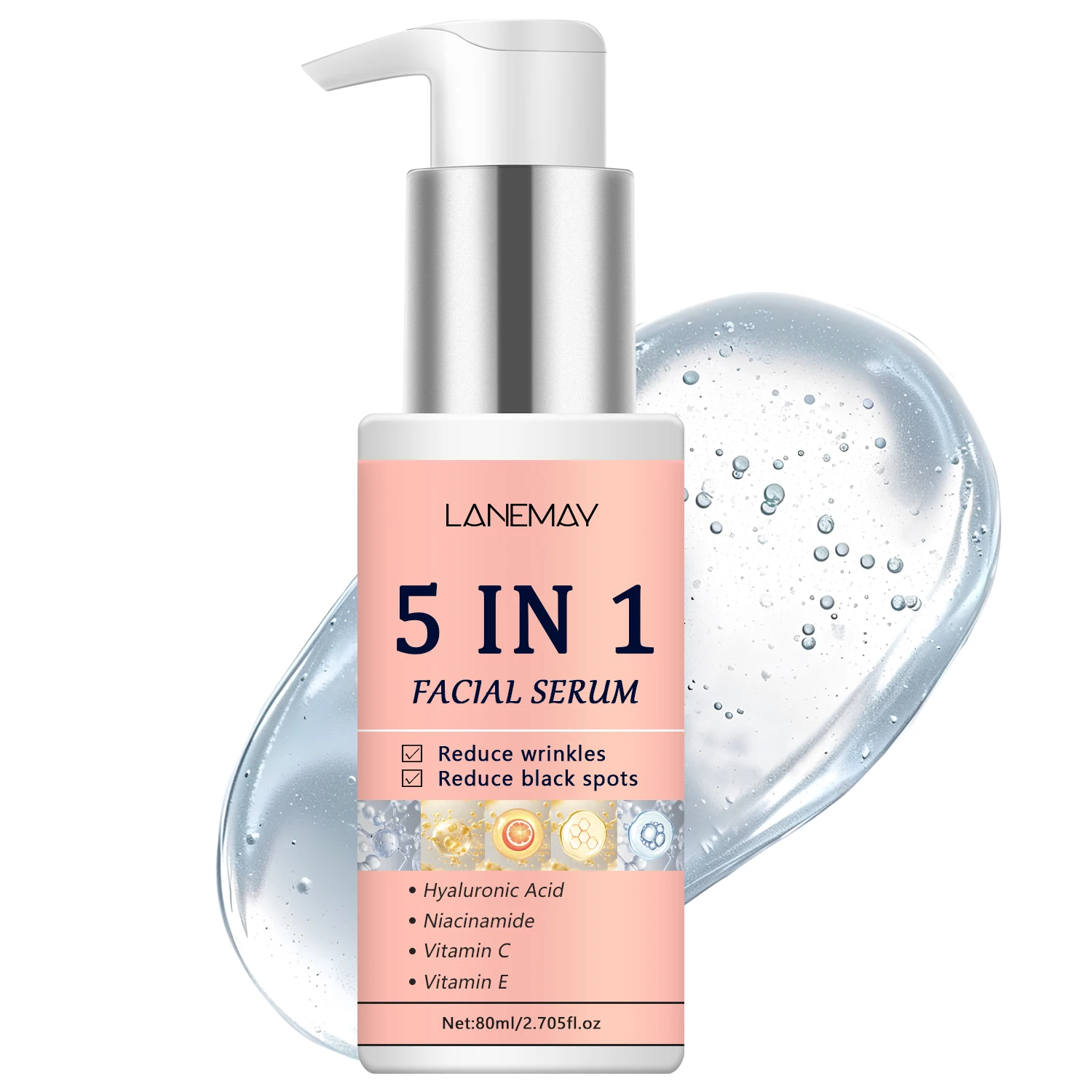 Beauty Products 5 IN 1 Anti-aging Serum Whitening Brighten Collagen Hyaluronic Acid Niacinamide Vitamin C E Serum Face Glowing