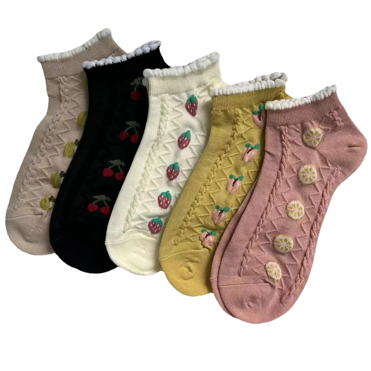Summer Cotton Thin Breathable Absorb-Sweat Korean Joker Cute Lace Ankle Socks For Women