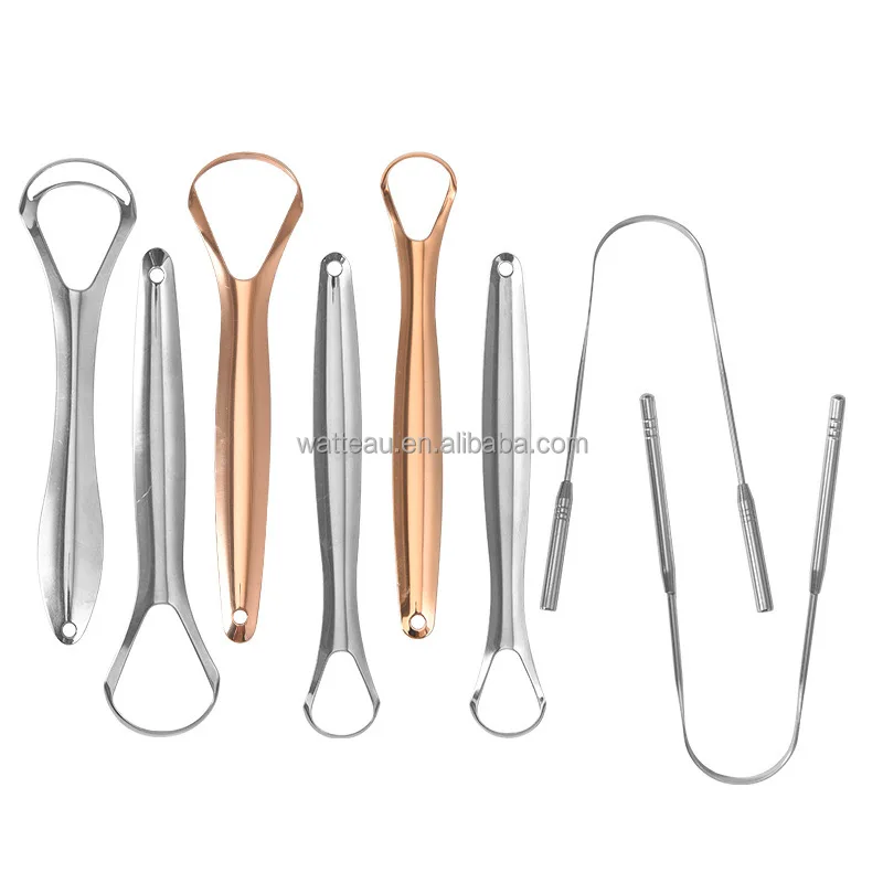 impiador de lengua Metal Tongue Scrapper Gratte Langue Custom Logo Stainless Steel Tongue Cleaner Scraper for Adults