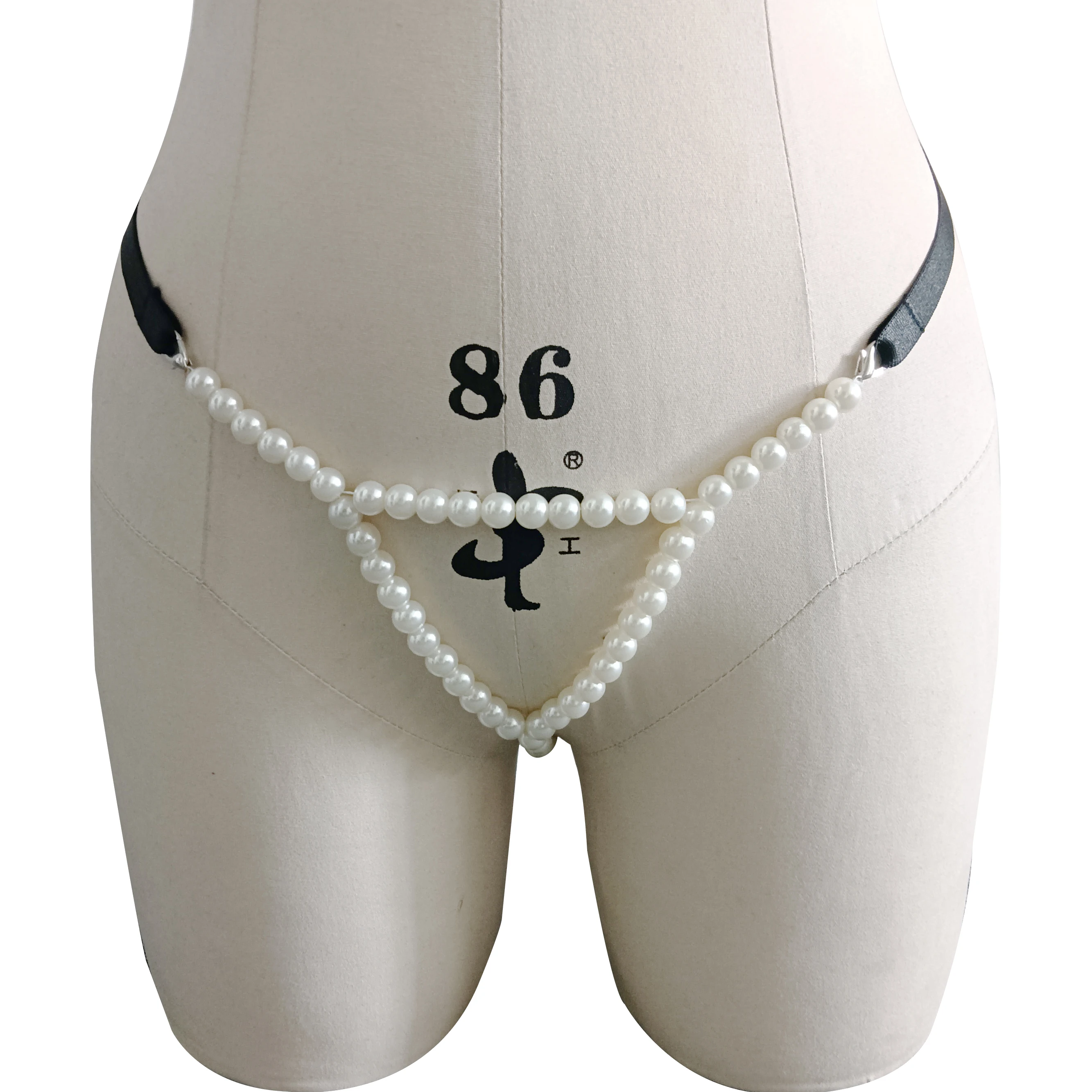 Japan Hot Trend Sexy Crotchless Panties Girl Pearl Chain Thong Crotch Decoration Accessories