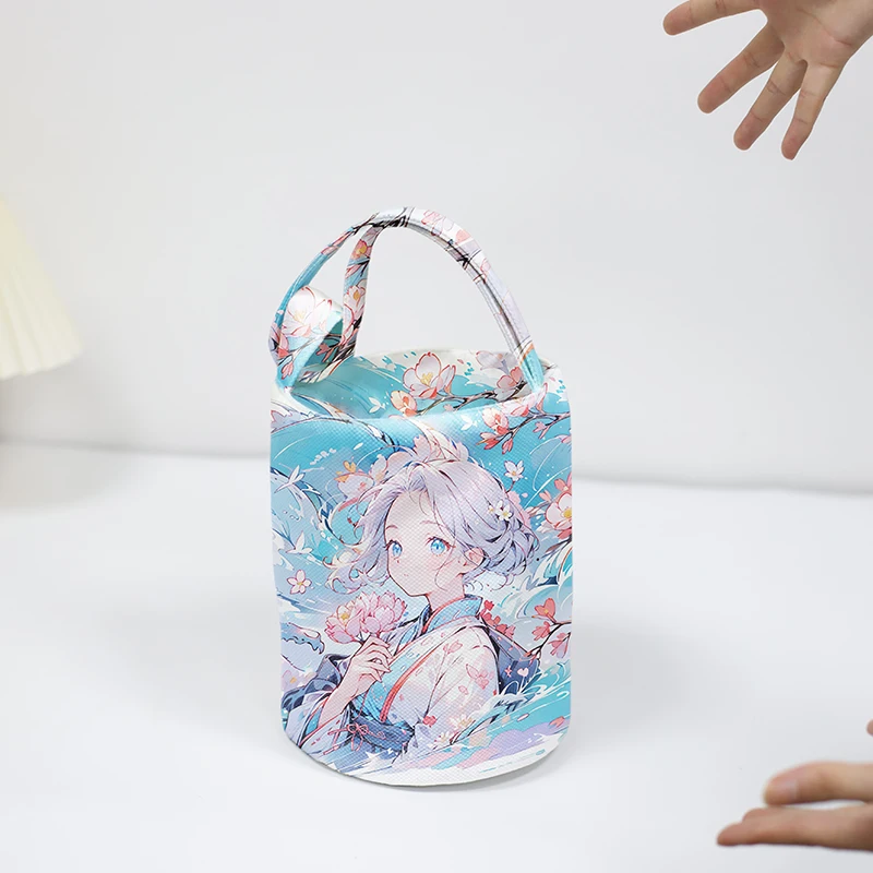 Custom printing large capacity Fashion Ladies Women outdoor canvas Tote Bucket Handbag tool Barrel Bags