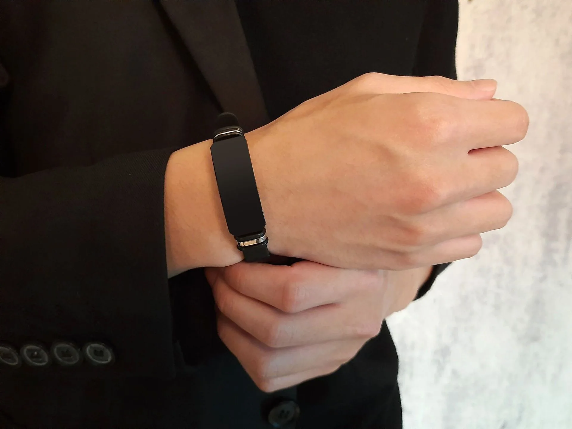 Custom Engravable Bar Black Single Silicone Mens Stainless Steel Adjustable Bracelet