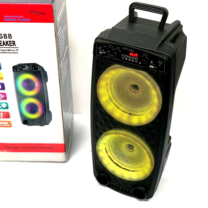 OTY-6688 2020 новые BT партии двойной 6,5 дюймов тяжелый бас динамик с аккумуляторная батарея