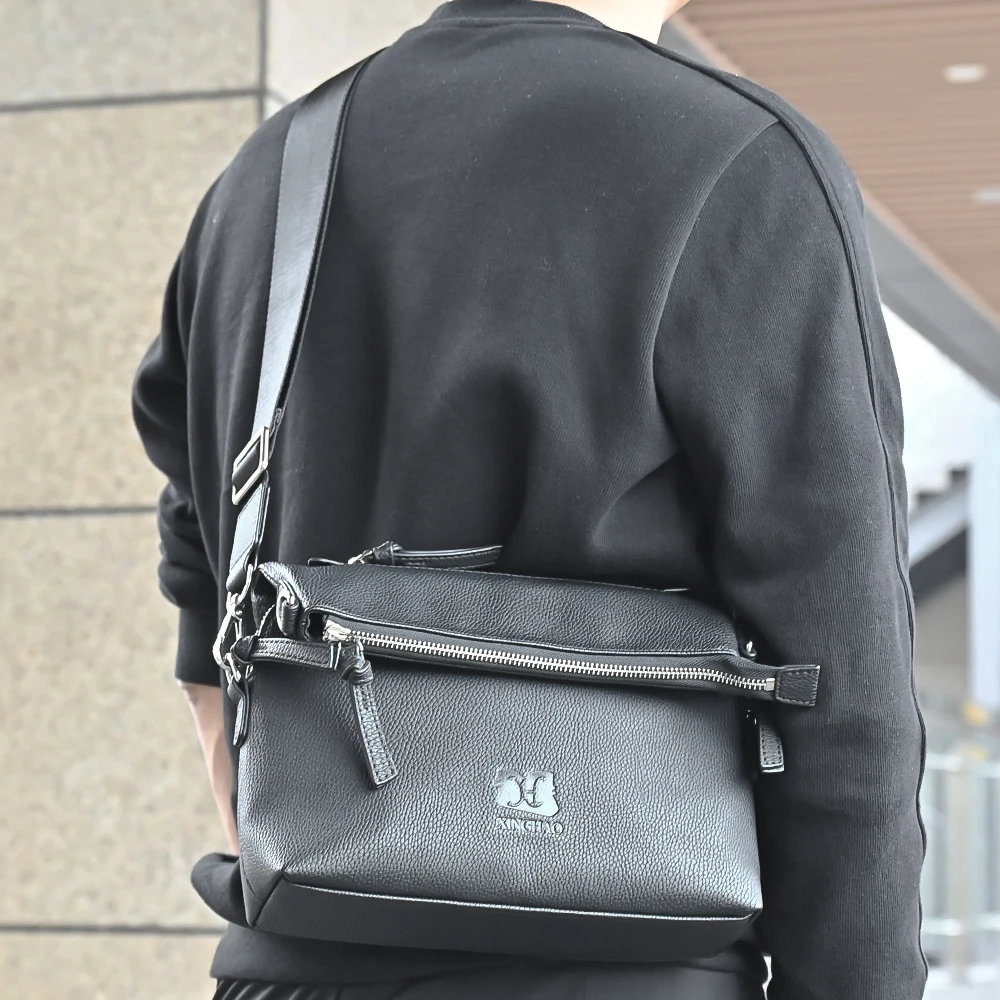 Custom Logo Luxury Genuine Leather Crossbody Bag Mens Shoulder Messenger Bags Handbags For Men