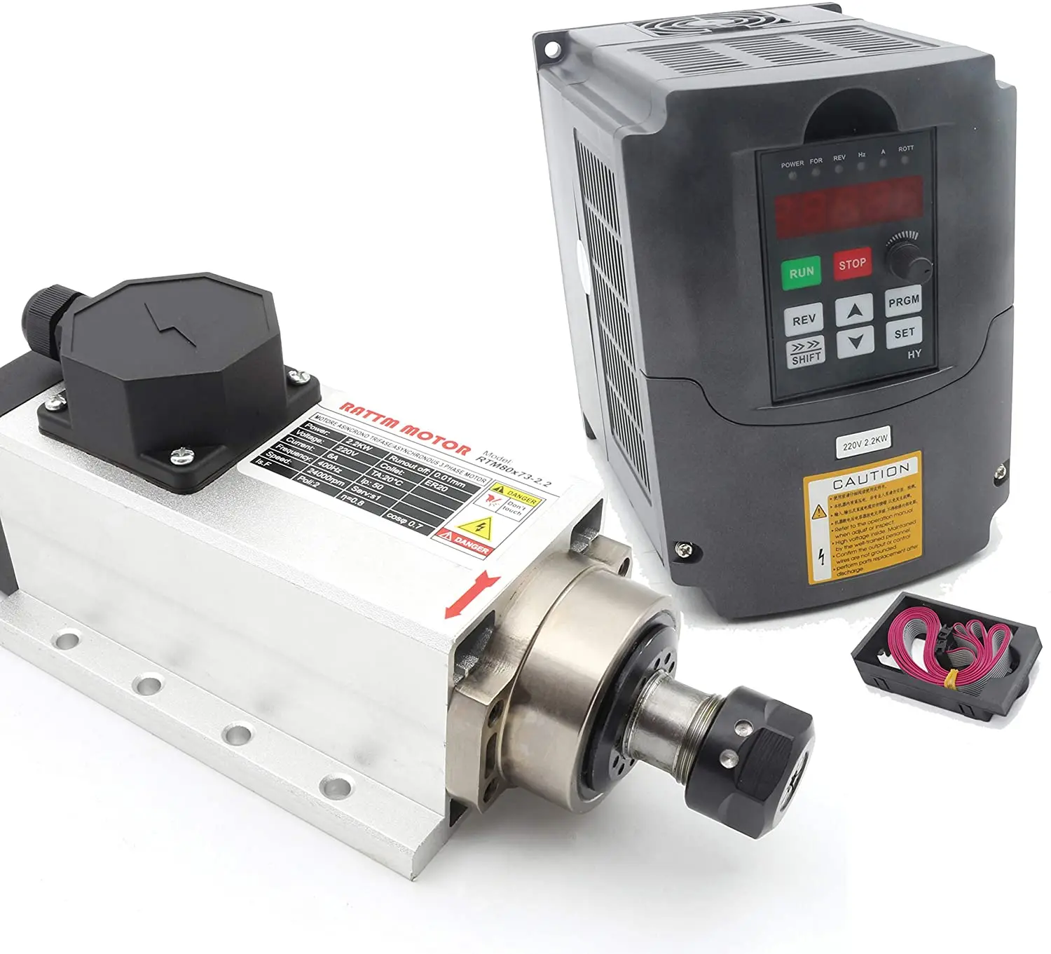 Высокое качество GDZ80x73-2.2 фрезерный Шпиндельный мотор 2.2kw er20 24000 об/мин шпиндель с воздушным охлаждением комплект с 2.2kw инвертор