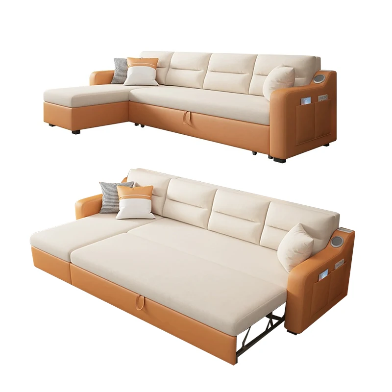 Multifunctional Sofa Living Room Storage Corner Folding Double Or Triple Velvet Sofa Bed