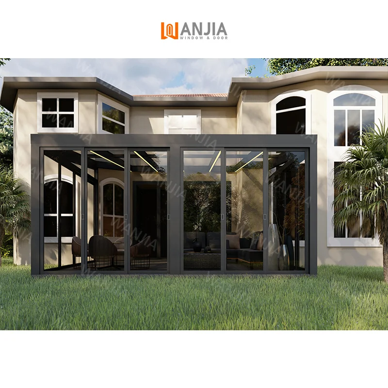 Industry Leader New Arrival Glass House Conservatory Villa Exterior Four Seasons Room Aluminum Sunroom Soundproof Sunroom