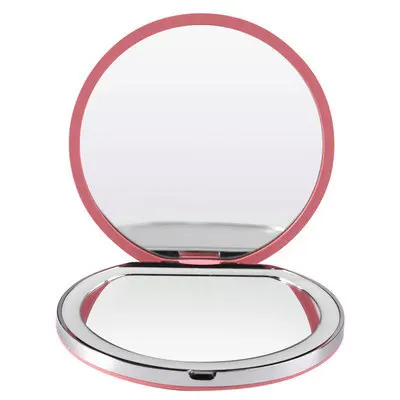 Folding Travel LED Light Makeup Mirror Compact Mirror 10X Magnification 2-sided Makeup Box With Led Light Mirror