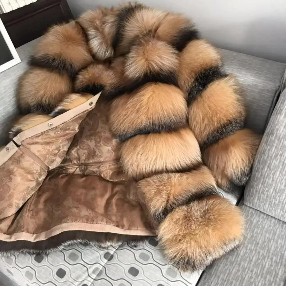
Winter warm cloth custom made high quality elegant women fox fur coat 