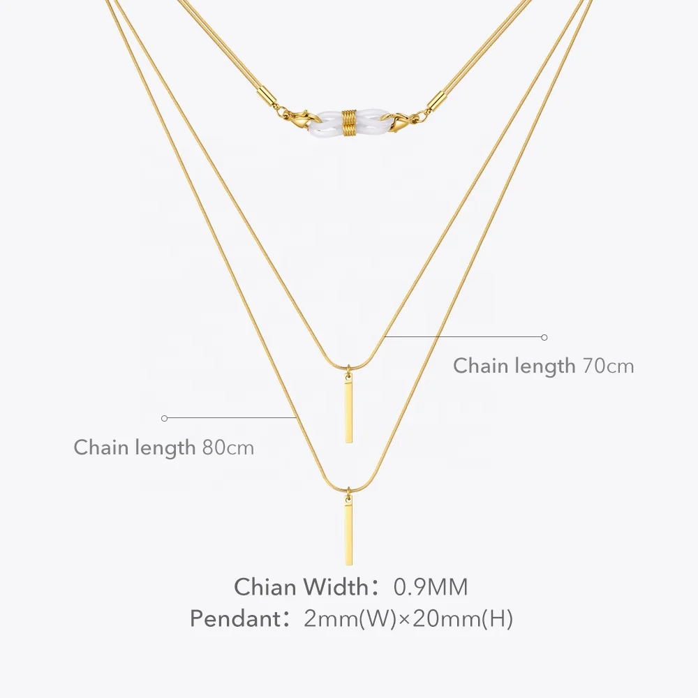 18K Gold Plated Stainless Steel Jewelry Snake Chain FaceMask Necklace Glasses Accessories Necklace P213218