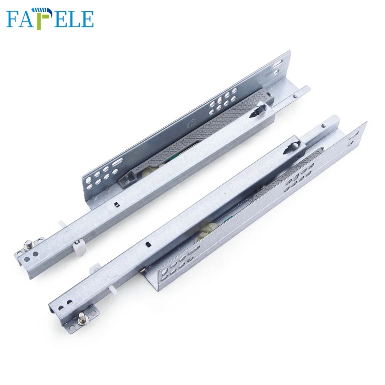 High Quality 350mm 2 Folding Self Closing Galvanized Single Extension Concealed Drawer Slide,concealed Drawer Runner
