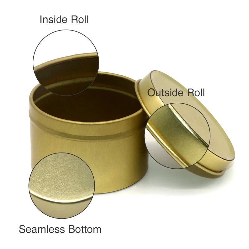 Wholesale custom Luxury round seamless metal cans/jars for candles 8oz aluminum candle jars