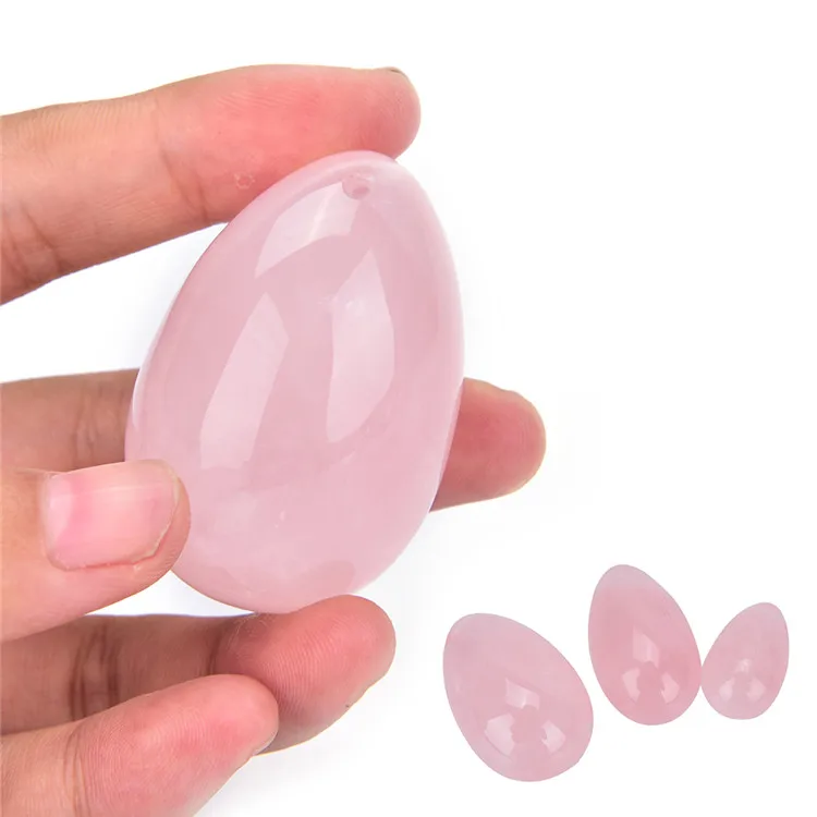 2020 natural pink crystal jade yoni egg for vaginal movement egg ball standing jade rope and gift box