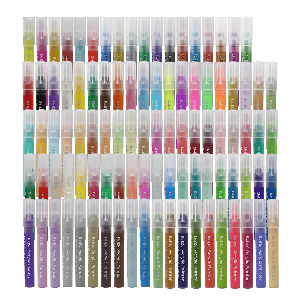 Permanent 98 colors water-based acrylic paint markers for rocks, stone, metal, pottery, plastic, wood