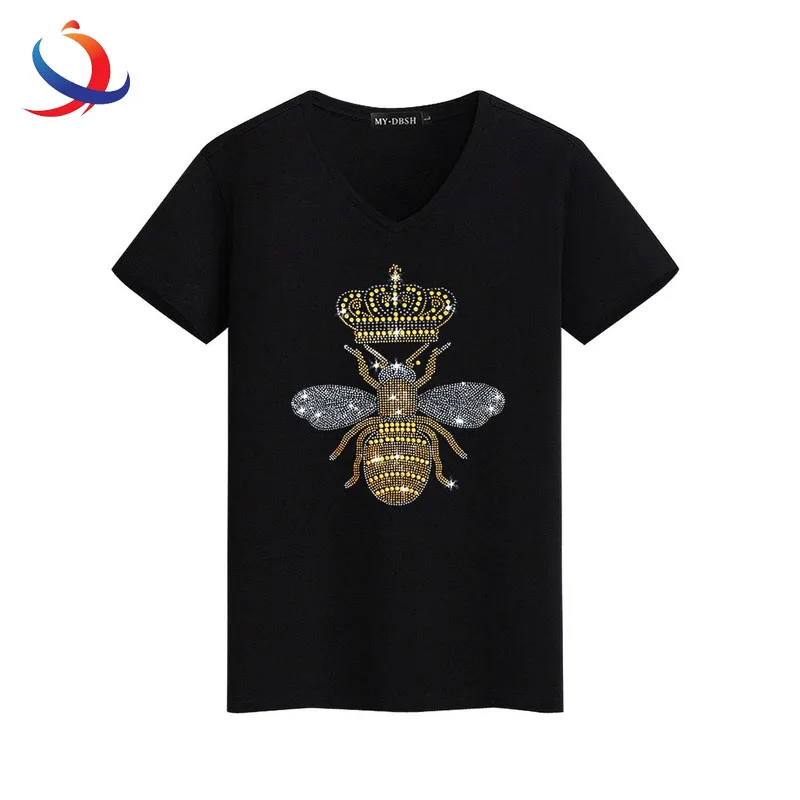 Модный дизайн, 100% хлопковая Футболка с вашим логотипом, профессиональные индивидуальные мужские футболки со стразами и принтом, большие размеры