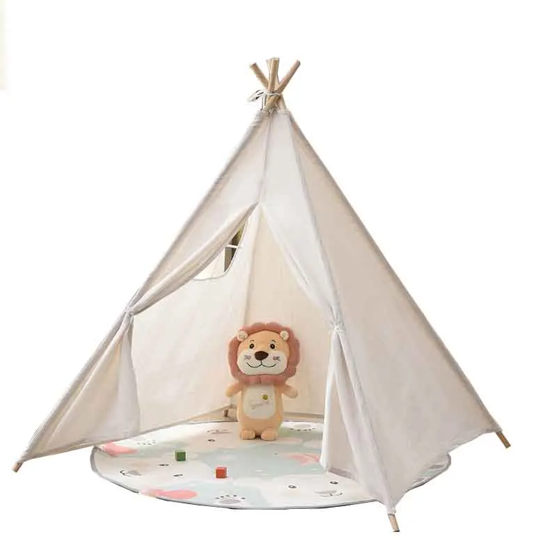 1.1M Kids  Play House Triangle Game Tent Kids Teepee Tent Cotton  Teepee For Children Toddler Indoor Outdoor Funny