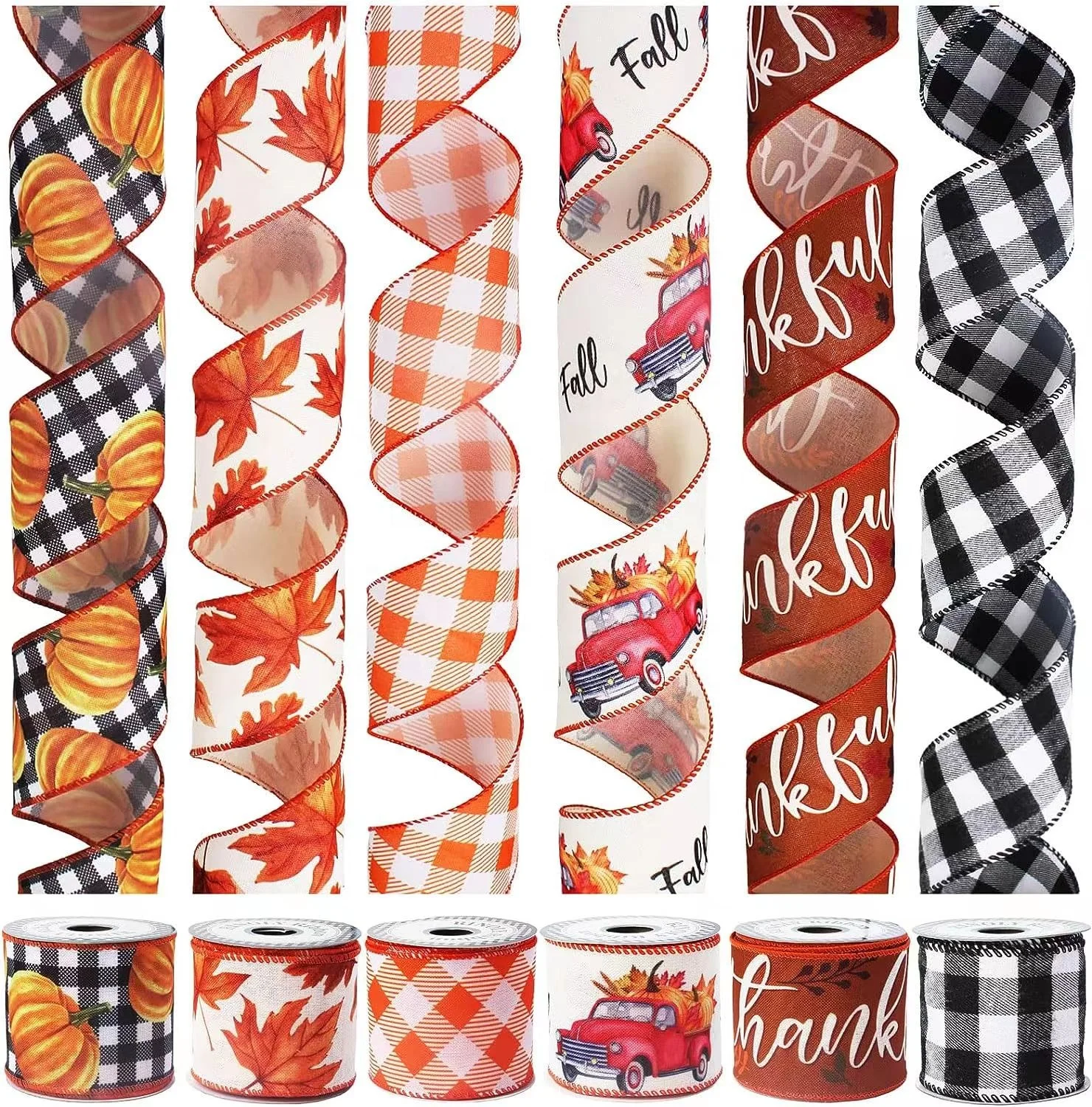 Factory Wholesale Orange Plaids Carrot Ribbon Gingham Ribbon for Home Decoration