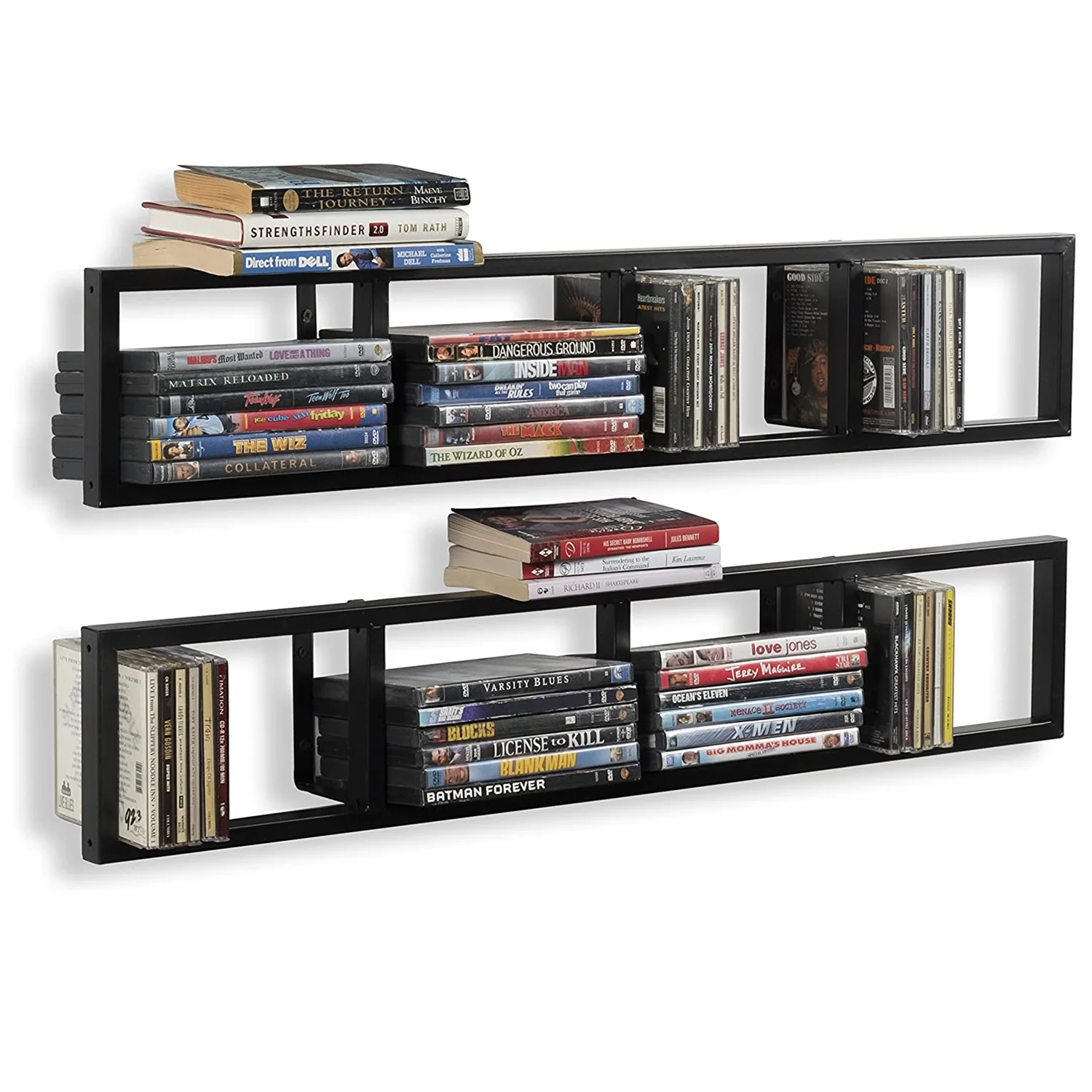 Настенная полка для хранения медиа, органайзер для компакт-дисков и DVD, металлическая плавающая полка для книг