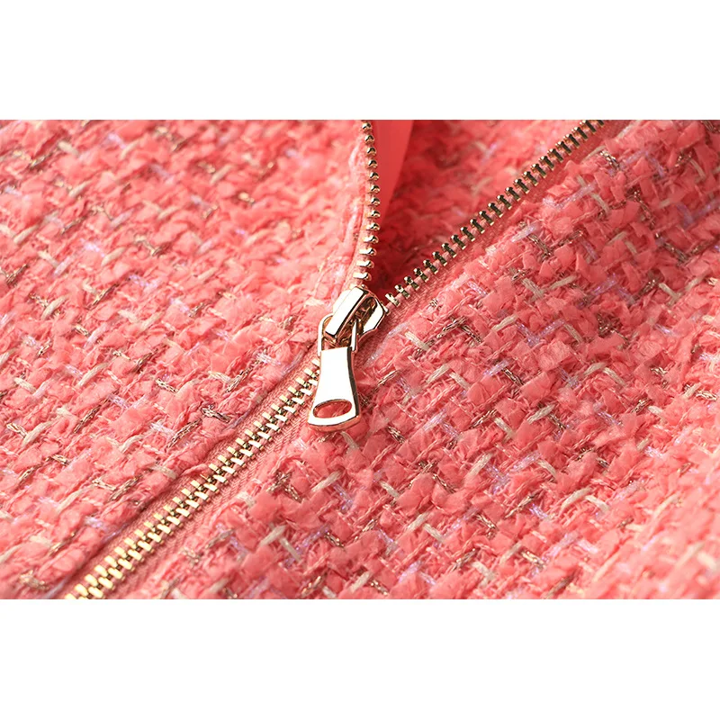 2023 new arrivals office lady dress deep V neck design tweed fabric luxury dress women suit casual dresses