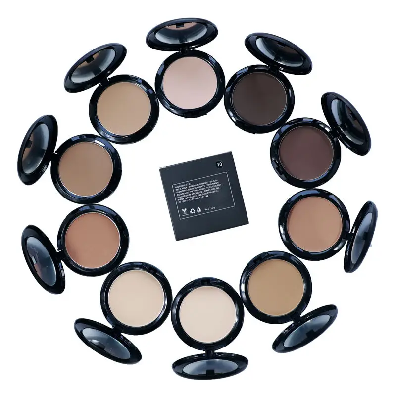 Professional Cosmetic 10 Color Makeup Setting Pressed Powder Dark Skin Neutral Face Makeup Compact Powder