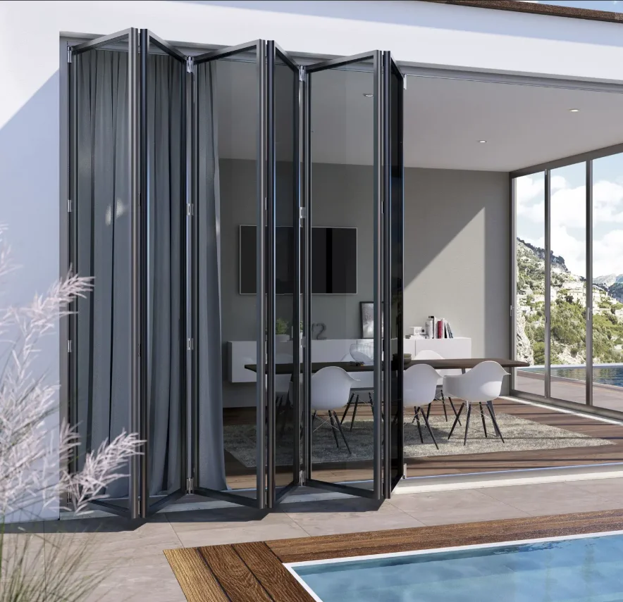 Cheap Price Outdoor Waterproof Aluminium Folding Doors, Foldable Tempered Glass Door Price,Aluminium Bifold Door