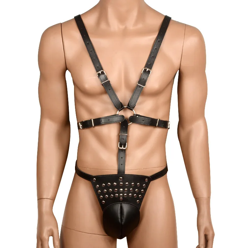 Male Bondage Chastity Pants Adult Sex Products Sexy Wearable Leather Bondage Belt Mens Bondage Harness