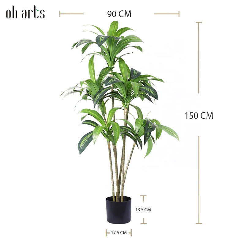 Home Wedding Decorative Oh Arts Artificial Tree Dracaena silks Leaves artificial bonsai tree For Outdoor Indoor