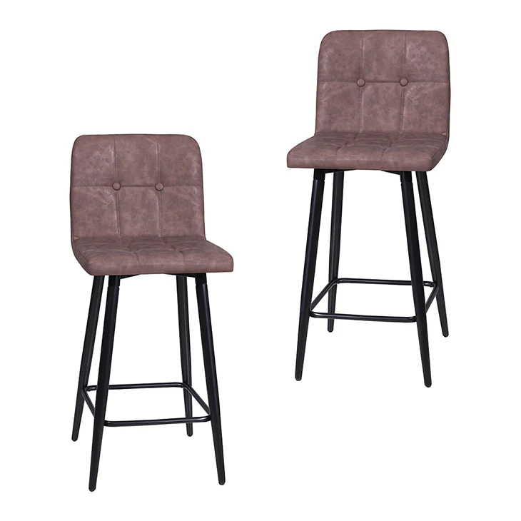 brown leather counter bar stools with black metal legs