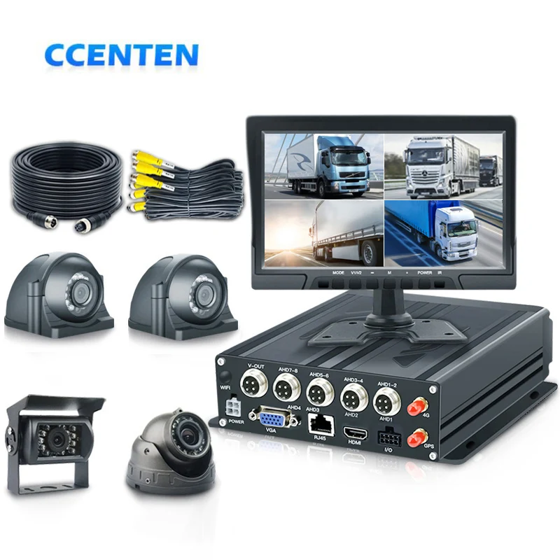 CCENTEN Vendor 10 Inch Car VGA Monitor Car Mdvr Camera SD Card 4G GPS Mobile Mdvr H.265 Heavy Vehicle Solution