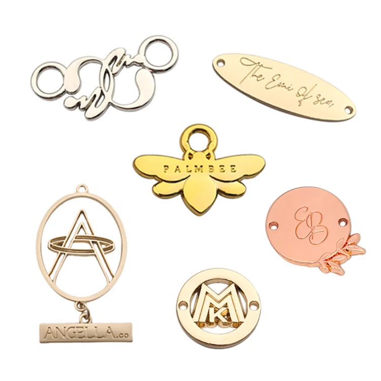2024 Custom 2 Holes Engraved Metal Plate Logo Sewing Zinc Alloy Brand Garment Label Metal Tags With Custom Logo for Clothing