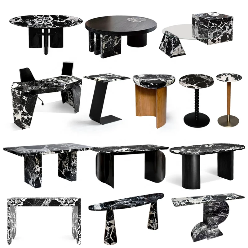 OEM ODM Home furniture 12 seat dining table set lighting natural stone marble travertine dining table