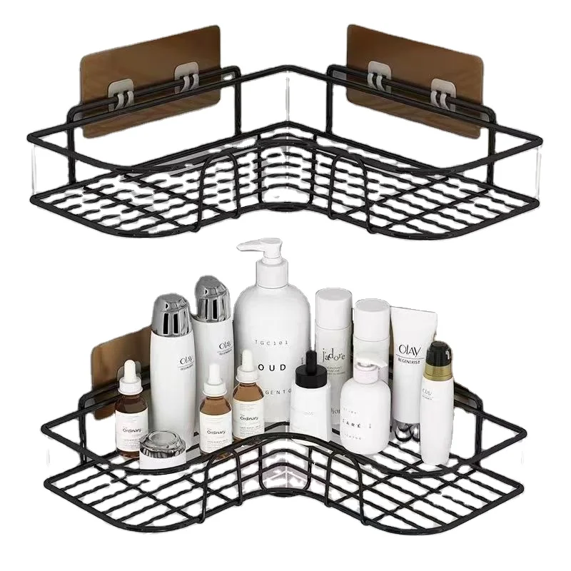 Metal Wall-Mounted Bathroom Shelf Punch-Free Toilet Bathroom Table for Kitchen Use as Pot Storage Rack