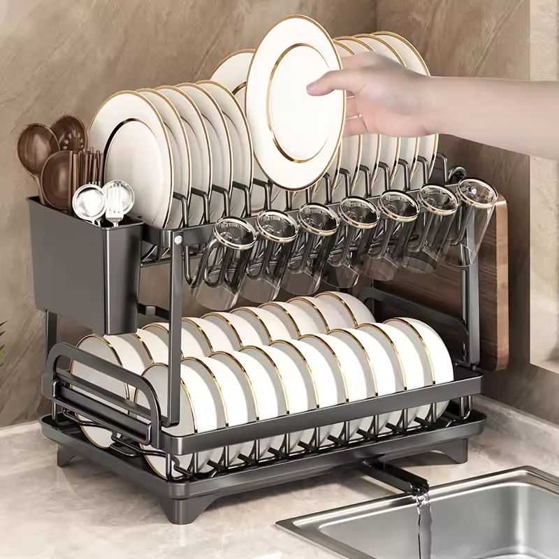 Low cost metal dish rack, multifunctional storage rack, household tableware storage rack