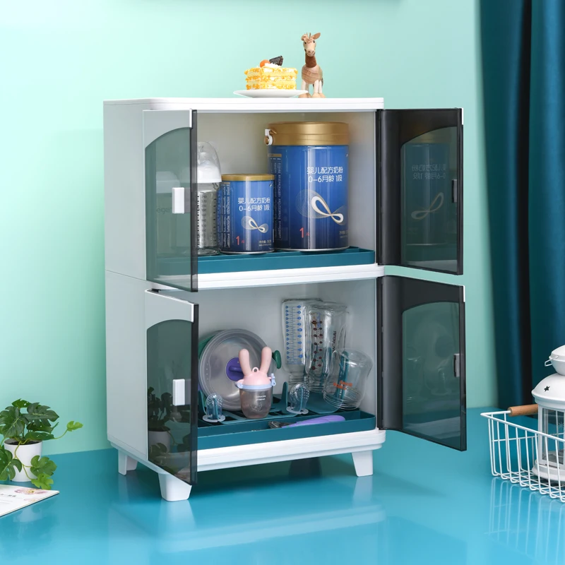 Baby Bottle Drying Racks with Anti-dust doors Large Nursing Bottle Storage Box Baby Dinnerware Organizer