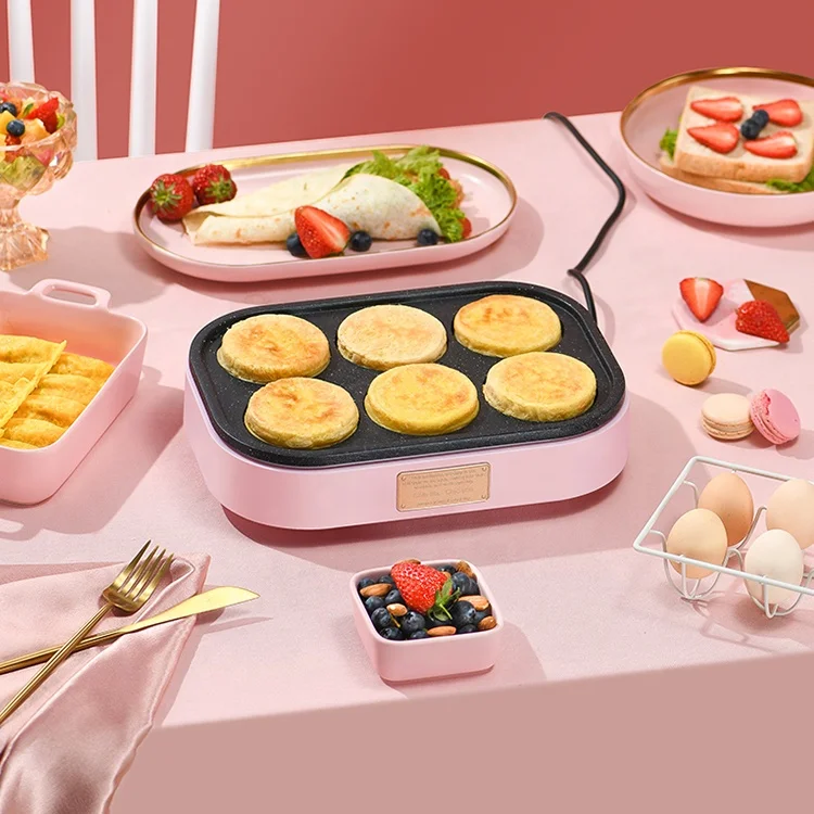 Multifunctional 6 round shaped indoor mini egg burger electric grill